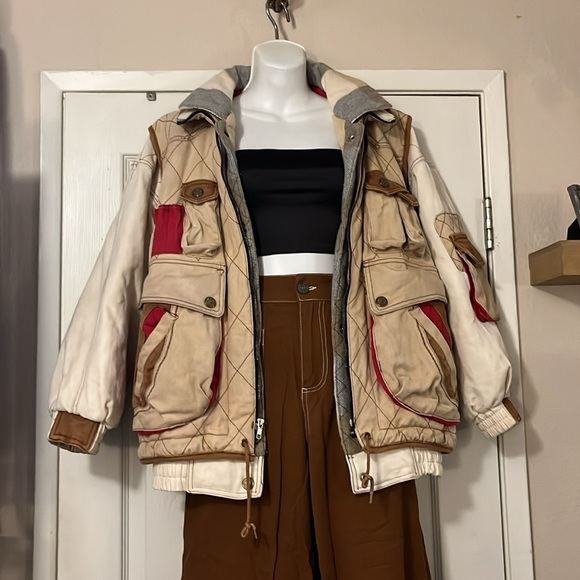 Vintage Gallery Multimedium Quilted Layered Utility Bomber Varsity Jacke… - Picture 1 of 16
